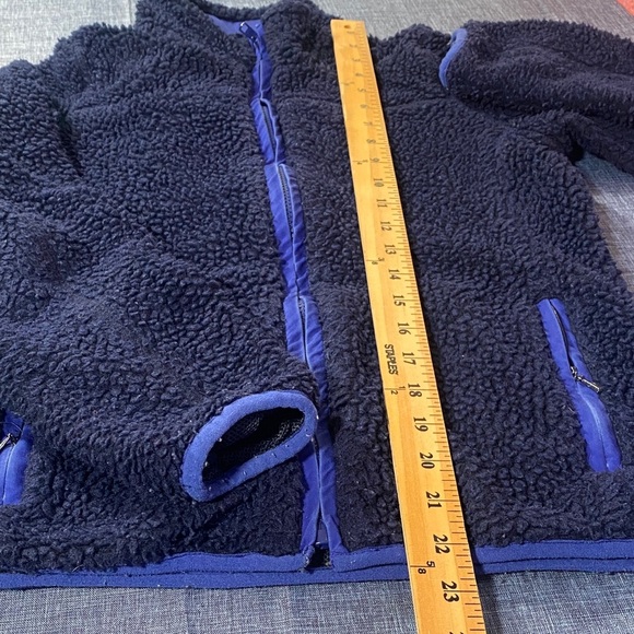 J.Crew XS Navy Faux Fur Sherpa Fleece Jacket Zip-Up Women’s Cozy - Picture 9 of 10